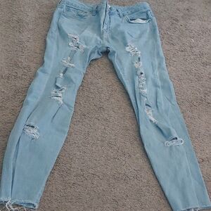 Forever 21 Light Blue Distressed Skinny Jeans